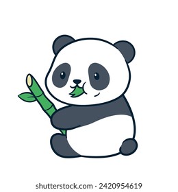 Panda Clipart, Cute Animal Set. cute panda illustration vector image. perfect for Stickers, Prints for Clothing, Coloring Pages.