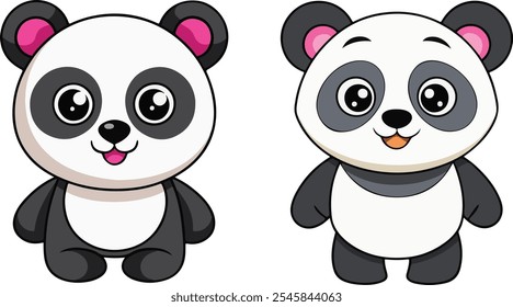 Panda Clipart icon, Cute Animal Set. cute panda illustration vector image