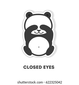 Panda with closed eyes. Isolated sticker on white background.