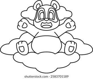 Panda Clouds Animal Vector Graphic Art Illustration
