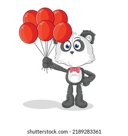 the panda clown with balloons vector. cartoon character