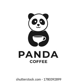 panda coffee, pictorial logo design template