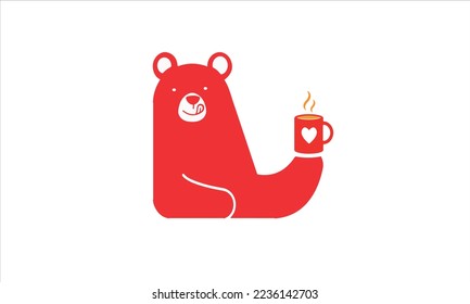 panda coffee, pictorial logo design template