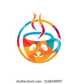 Panda coffee vector logo design template.