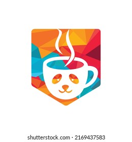 Panda coffee vector logo design template.