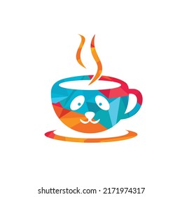 Panda coffee vector logo design template. Coffee shop or restaurant logo concept.	