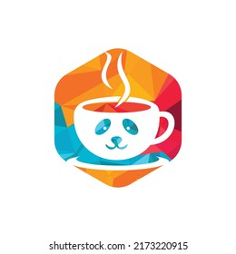 Panda coffee vector logo design template. Coffee shop or restaurant logo concept.	