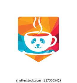 Panda coffee vector logo design template. Coffee shop or restaurant logo concept.	