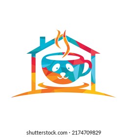 Panda coffee vector logo design template. Coffee shop or restaurant logo concept.	