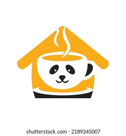 Panda coffee vector logo design template. Coffee shop or restaurant logo concept.	