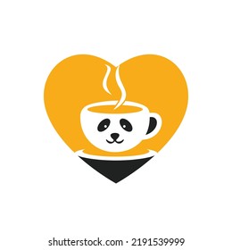 Panda coffee vector logo design template. Coffee shop or restaurant logo concept.	