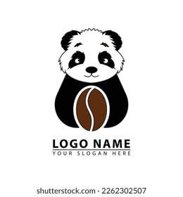 panda coffee vector logo icon. simple illustration style, great for drink, coffee, panda, funny, business, etc.