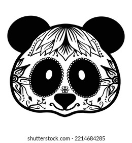 Panda coloring book for adults vector illustration. Anti-stress coloring for adult. Zentangle style.