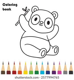 panda coloring book design illustration 