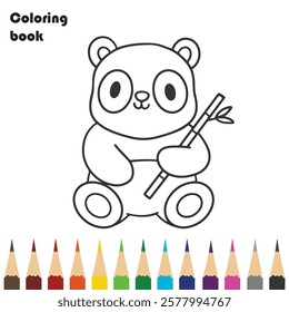 panda coloring book design illustration 