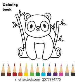 panda coloring book design illustration 