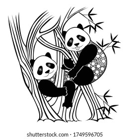 Panda for coloring book.Isolated on white background.Line art design.Vector illustration