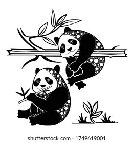 Panda für das Farbbuch.Einzeln auf weißem Hintergrund.Line Art Design.Vektorgrafik