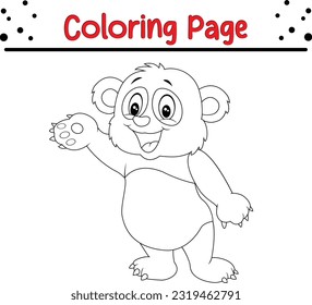 Panda coloring page. Black and White Vector Illustration of a Happy Panda. Cute Cartoon Panda Isolated on a White Background Coloring book.