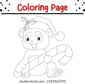 Panda coloring page. Black and White Vector Illustration of a Happy Panda. Cute Cartoon Panda Isolated on a White Background Coloring book.