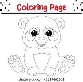 Panda coloring page. Black and White Vector Illustration of a Happy Panda. Cute Cartoon Panda Isolated on a White Background Coloring book.