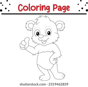 Panda coloring page. Black and White Vector Illustration of a Happy Panda. Cute Cartoon Panda Isolated on a White Background Coloring book.