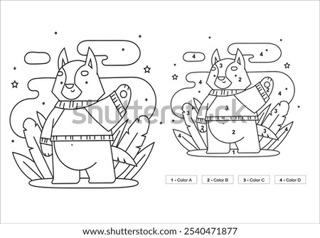 Panda coloring page. Black and White Vector Illustration of a Happy Panda. Cute Cartoon Panda Isolated on a White Background Coloring book.