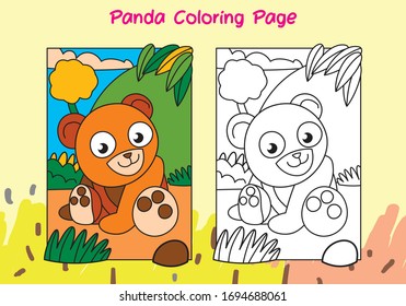 Panda Coloring Page Kids Sample Full Stock Vector (royalty Free 