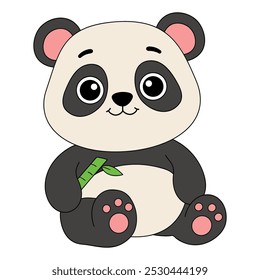 Páginas de colorir panda para crianças. Traço e cor Panda. Flashcard animal Panda bonito para ilustração vetorial crianças. A letra P é para Panda. Planilhas de jardim de infância e pré-escola imprimíveis para crianças.