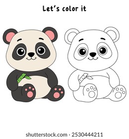 Páginas de colorir panda para crianças. Traço e cor Panda. Flashcard animal Panda bonito para ilustração vetorial crianças. A letra P é para Panda. Planilhas de jardim de infância e pré-escola imprimíveis para crianças.