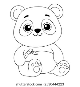 Páginas de colorir panda para crianças. Traço e cor Panda. Flashcard animal Panda bonito para ilustração vetorial crianças. A letra P é para Panda. Planilhas de jardim de infância e pré-escola imprimíveis para crianças.