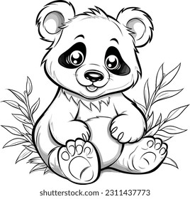 Panda, libro de colorear para niños, ilustración vectorial