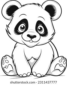 Panda, colouring book for kids, vector illustration