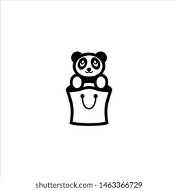 panda combination logo with shopping bag.