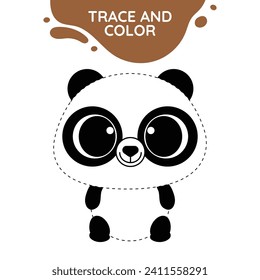 panda complete the picture dashed line drawing activity cute outline illustration suitable for coloring books page for children black and white educational preschool activity sheet vector isolated