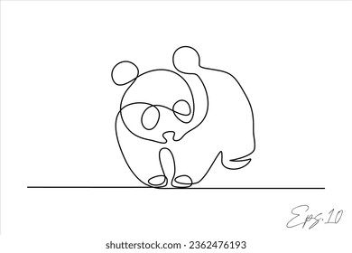  panda continuous line art drawing