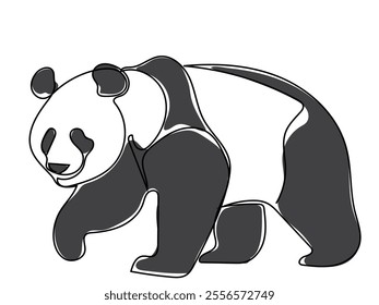 Panda in continuous line style Can be edited later