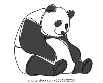 Panda in continuous line style Can be edited later