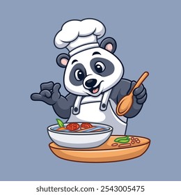 Panda Cooking Ilustración vectorial de dibujos animados Mascota