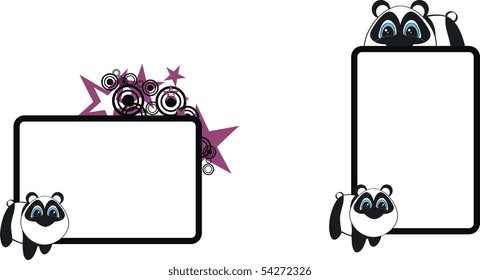 panda copyspace cartoon set in vector format