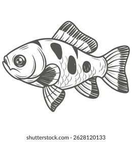 Ilustración de peces de Panda Corydoras, gráfico de Vector