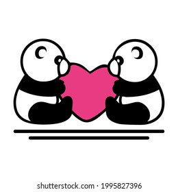 panda couple of lovers cartoon design