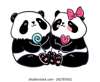 Gambar Animasi Panda Couple  Moa Gambar