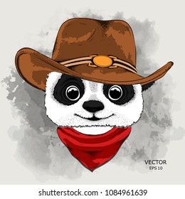 a panda in a cowboy hat. vector illustration