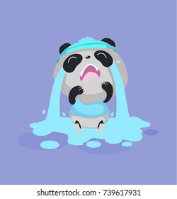 panda cries stickers, emotions, vector cartoon illustration