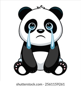 Panda crying vector Stock Illustration isolated Emoji character cartoon sad and frustrated , tears sticker emoticon for site, info graphic, animation, websites, mails, newsletters, report, comic