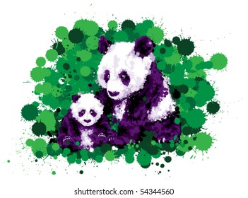 Panda and cub