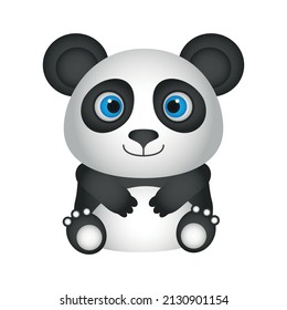 panda cub is sitting. cute black and white teddy bear. vector illustration, eps 10.