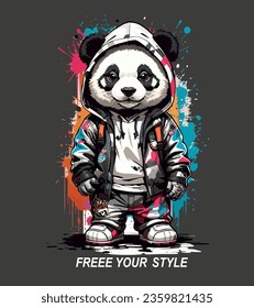 panda cub stylized illustration vector design