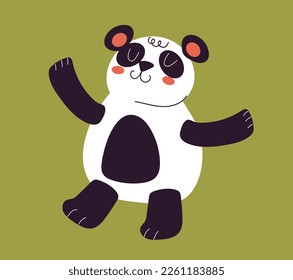 Panda lindo personaje de oso del bosque animal aislado en el fondo. Ilustración del diseño gráfico del vector